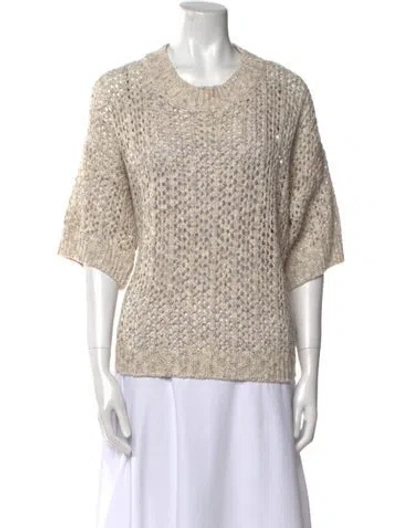 Pre-owned Brochu Walker Linen Crew Neck Sweater In Neutral