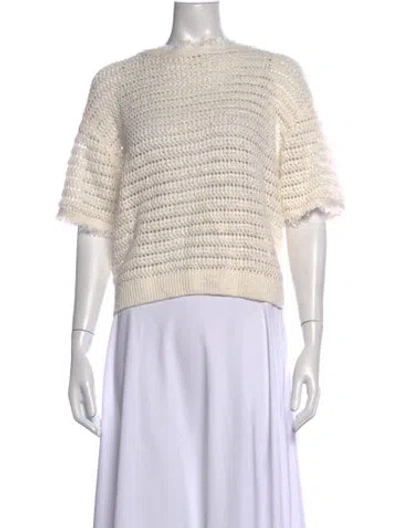 Pre-owned Brochu Walker Linen Crew Neck Sweater In Neutrals