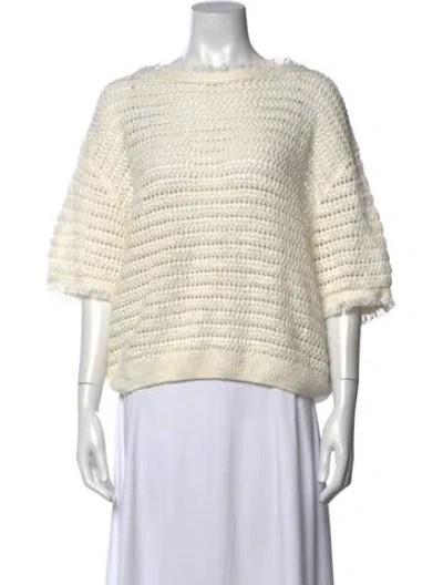 Pre-owned Brochu Walker Linen Crew Neck Sweater In Neutrals