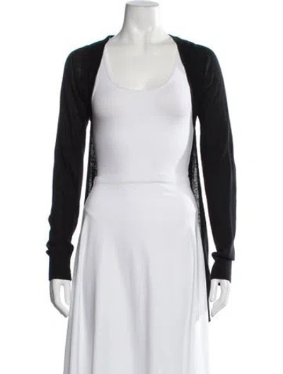 Pre-owned Brochu Walker Linen Open Front Sweater In Black