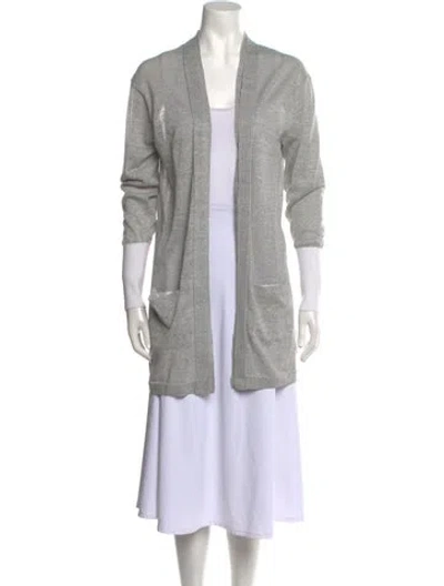 Pre-owned Brochu Walker Linen Open Front Sweater In Gray