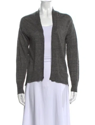 Pre-owned Brochu Walker Linen Open Front Sweater In Gray