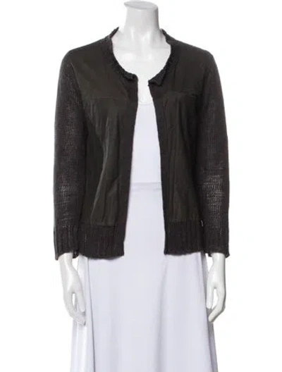 Pre-owned Brochu Walker Linen Open Front Sweater In Green