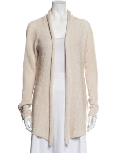 Pre-owned Brochu Walker Linen Open Front Sweater In White