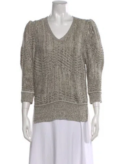 Pre-owned Brochu Walker Linen Patterned Sweater In Neutral