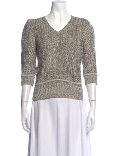 Pre-owned Brochu Walker Linen Patterned Sweater In Neutrals