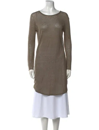 Pre-owned Brochu Walker Linen Scoop Neck Sweater In Brown