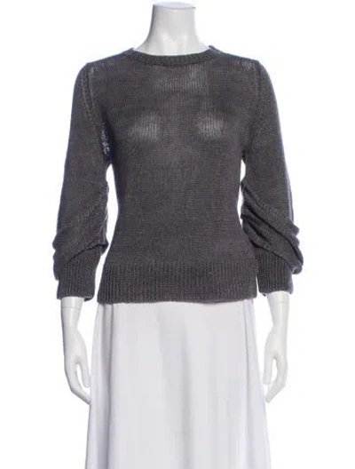 Pre-owned Brochu Walker Linen Scoop Neck Sweater In Gray