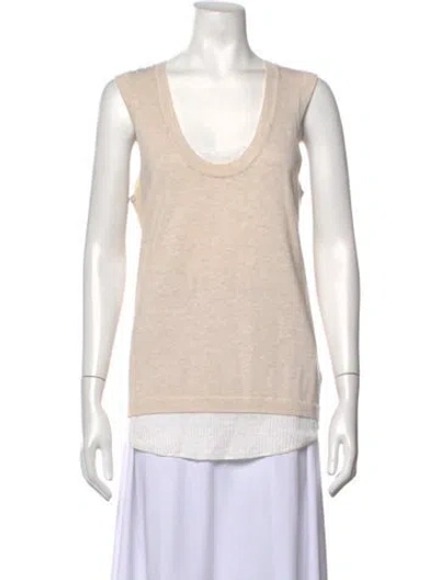 Pre-owned Brochu Walker Linen Scoop Neck Sweater In Neutrals