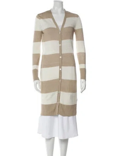 Pre-owned Brochu Walker Linen Striped Sweater In Neutral