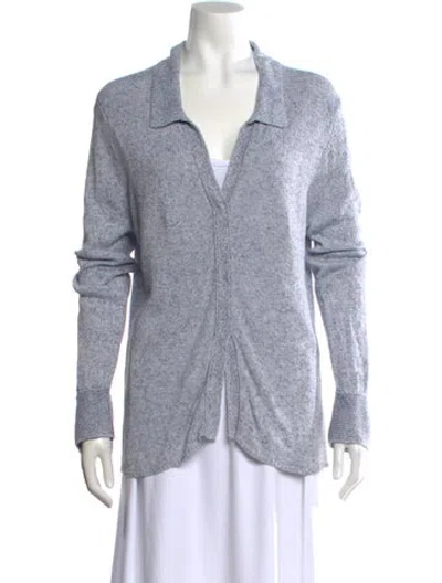 Pre-owned Brochu Walker Linen V-neck Sweater In Blue