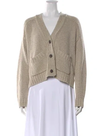 Pre-owned Brochu Walker Linen V-neck Sweater In Brown