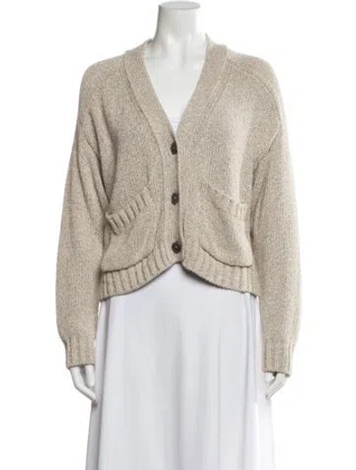 Pre-owned Brochu Walker Linen V-neck Sweater In Brown