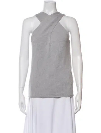 Pre-owned Brochu Walker Linen V-neck Sweater In Gray