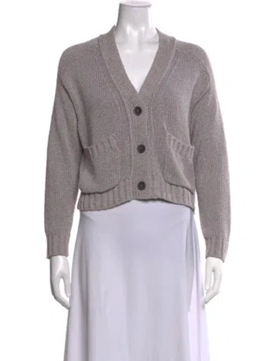 Pre-owned Brochu Walker Linen V-neck Sweater In Grey