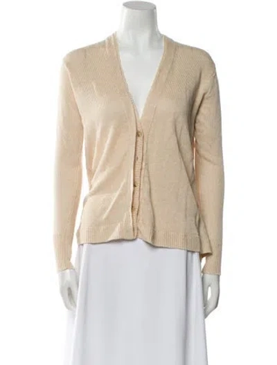 Pre-owned Brochu Walker Linen V-neck Sweater In Neutral