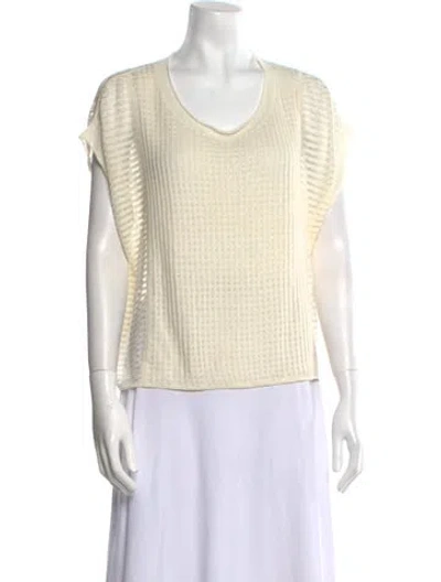 Pre-owned Brochu Walker Linen V-neck Sweater In Neutral