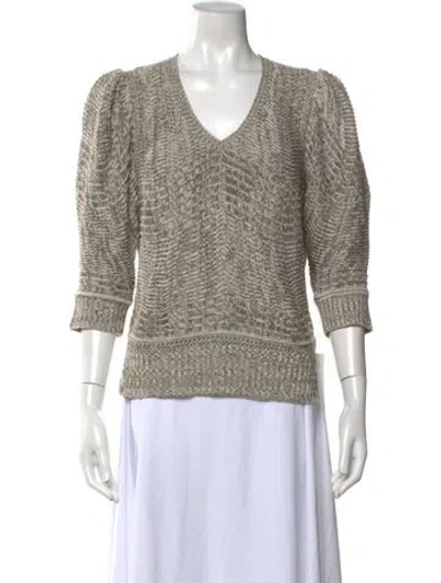 Pre-owned Brochu Walker Linen V-neck Sweater In Neutral