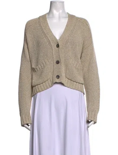 Pre-owned Brochu Walker Linen V-neck Sweater In Neutrals