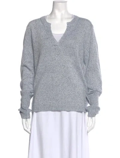 Pre-owned Brochu Walker Linen V-neck Sweater W/ Tags In Blue