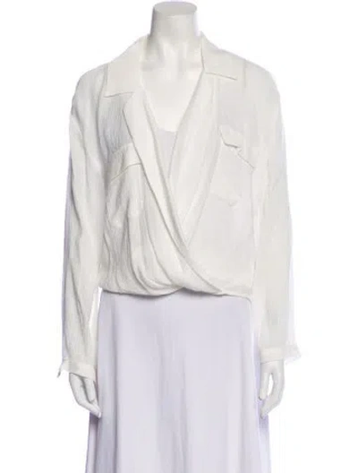 Pre-owned Brochu Walker Long Sleeve Blouse In White