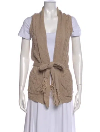 Pre-owned Brochu Walker Merino Wool Plunge Neckline Sweater In Brown