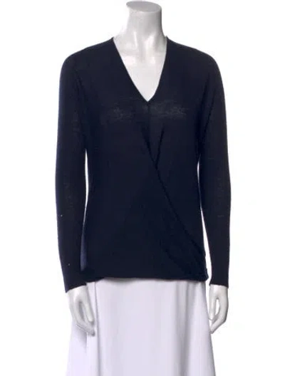 Pre-owned Brochu Walker Merino Wool V-neck Sweater In Blue