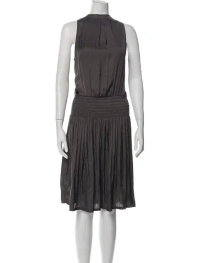 Pre-owned Brochu Walker Mock Neck Midi Length Dress In Grey