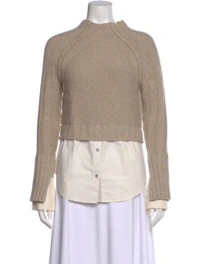 Pre-owned Brochu Walker Mock Neck Sweater In White