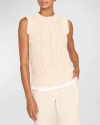 BROCHU WALKER OTTO LAYERED OPEN-KNIT CREWNECK TANK