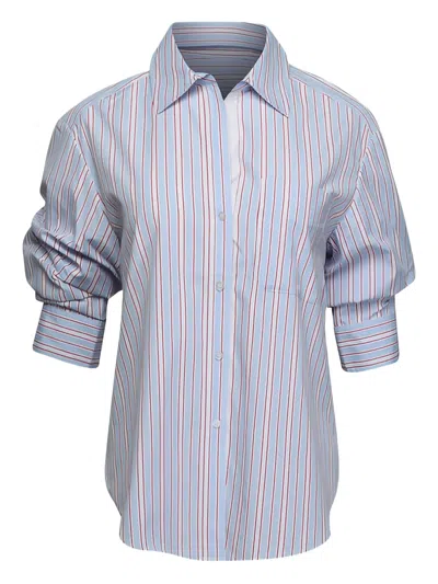 Brochu Walker Pia Striped Sleeve Blouse In Blue
