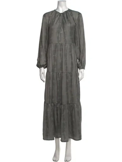 Pre-owned Brochu Walker Printed Long Dress In Green