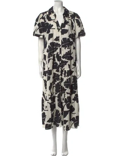 Pre-owned Brochu Walker Printed Long Dress In White