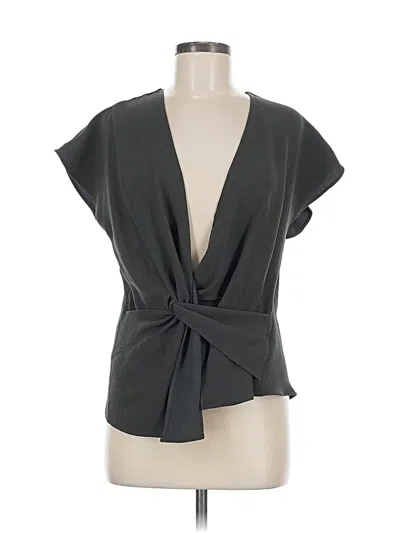 Pre-owned Brochu Walker Short Sleeve Top Gray Plunge Neckline Tops