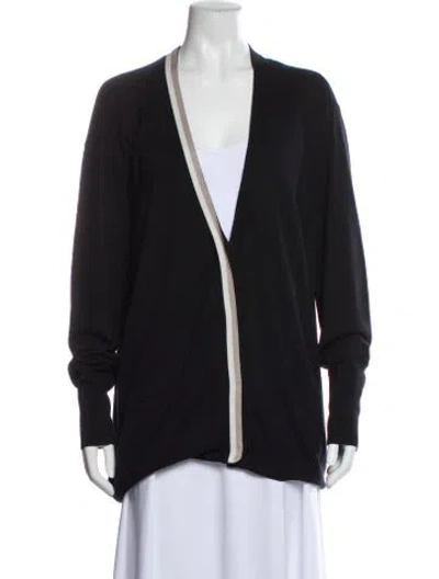 Pre-owned Brochu Walker Silk V-neck Sweater In Blue