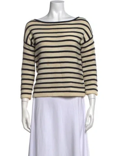 Pre-owned Brochu Walker Striped Bateau Neckline Sweater In Neutrals