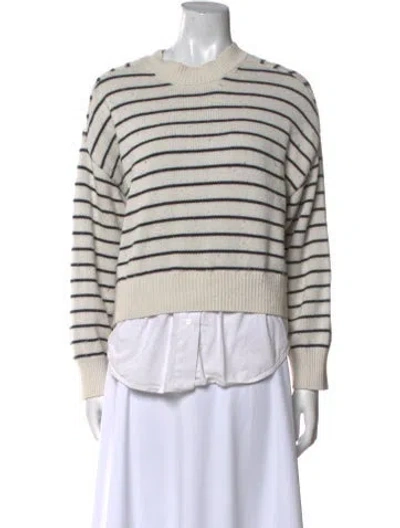 Pre-owned Brochu Walker Striped Crew Neck Sweater In Neutral