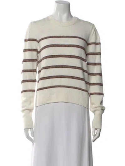 Pre-owned Brochu Walker Striped Crew Neck Sweater In Neutral