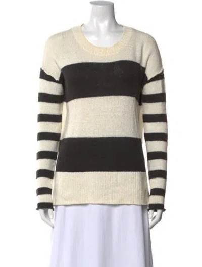 Pre-owned Brochu Walker Striped Crew Neck Sweater In Neutral
