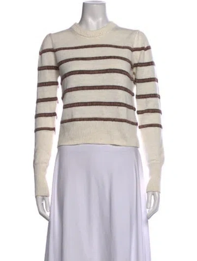 Pre-owned Brochu Walker Striped Crew Neck Sweater In Neutrals