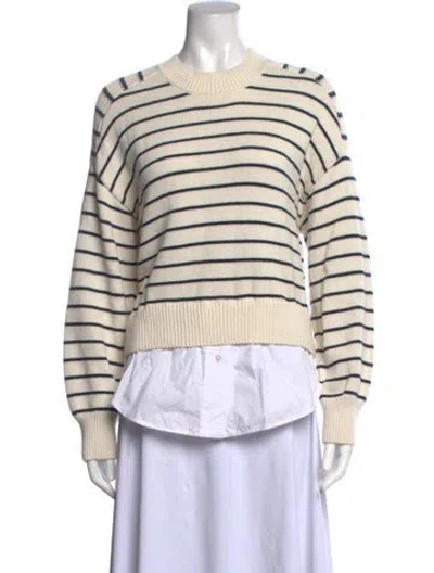 Pre-owned Brochu Walker Striped Crew Neck Sweater In Neutrals