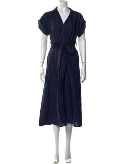 Pre-owned Brochu Walker Striped Midi Length Dress In Blue