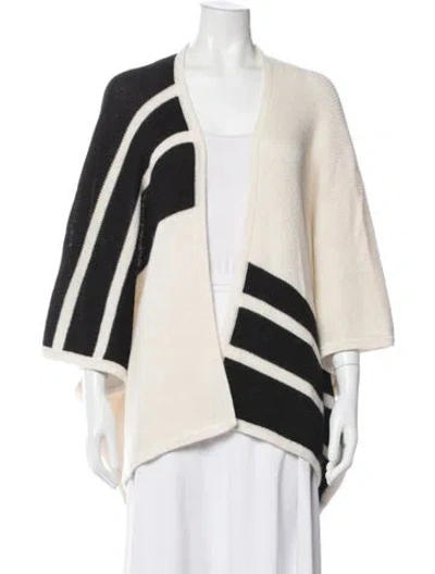 Pre-owned Brochu Walker Striped Open Front Sweater In Black