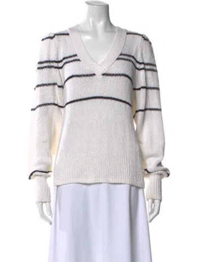 Pre-owned Brochu Walker Striped V-neck Sweater In Neutral