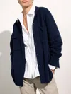 Brochu Walker The Andre Luxe Cashmere Shacket In Baltic Navy