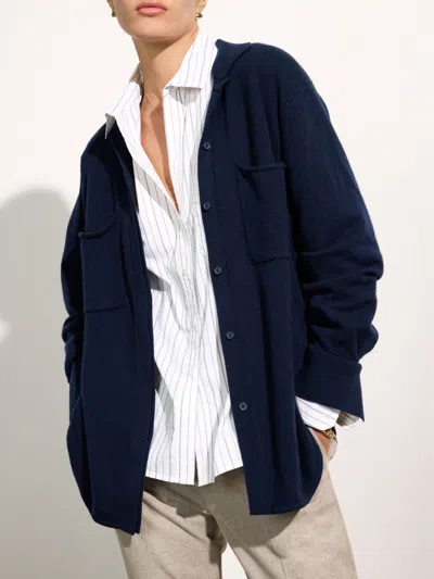 Brochu Walker The Andre Luxe Cashmere Shacket In Baltic Navy
