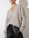Brochu Walker The Ava Lace V Neck Sweater In Light Chia Mélange Combo