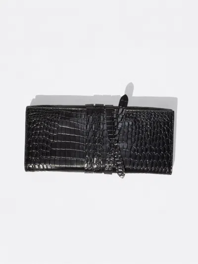 Brochu Walker The Bridle Croco Shoulder Pochette In Black Onyx