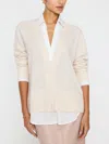 Brochu Walker The Callie Layered Looker Cardigan In Almond