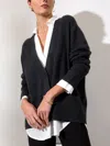 Brochu Walker The Callie Layered Looker Cardigan In Dark Charcoal Melange With White Underlayer